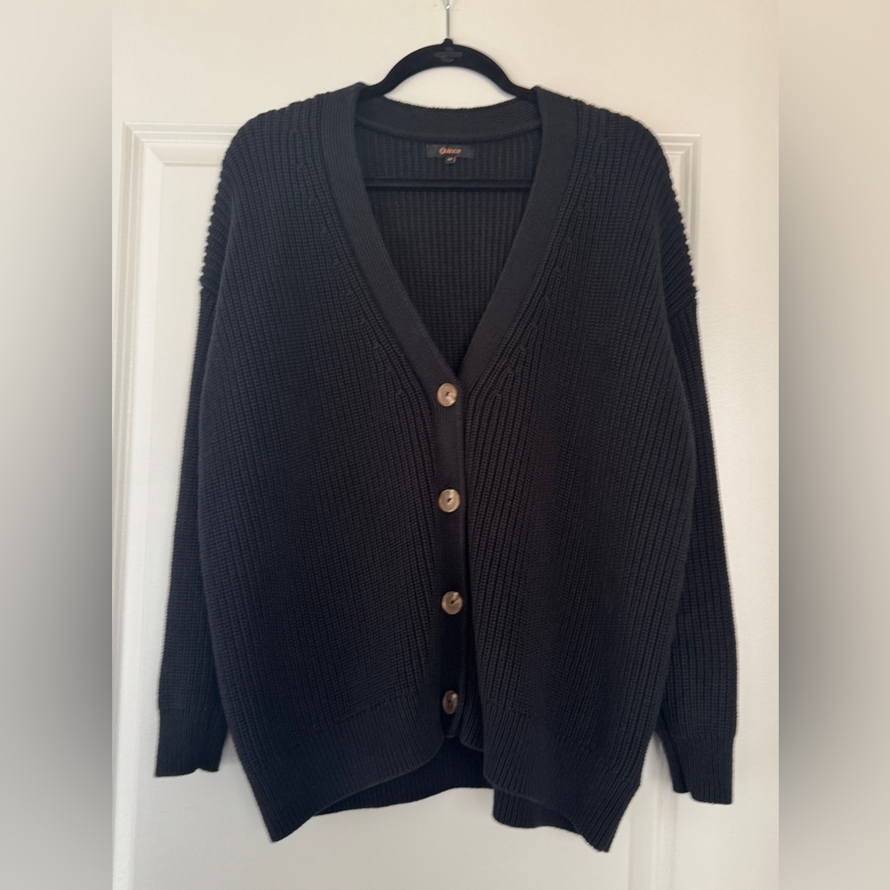 Like New Quince 100% Organic Cotton Oversized
Boyfriend Cardigan Black Medium - Picture 2 of 10